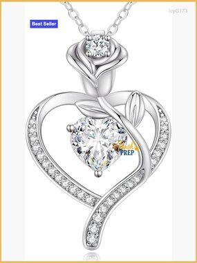 Sterling Silver Heart Pendant Necklace with Birthstone, 17.71" Chain